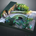 Garden Courtyard Landscape Design With Stone Arch Pathway Green Vines And Iron Gate