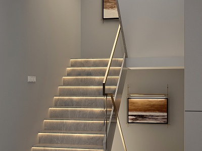 Modern stair glass guardrail model