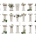 Various Stylish Podium Designs With Floral Decor And Microphone Features