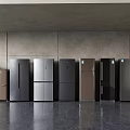 Modern Refrigerators and Freezers Display With Various Styles And Colors In Showroom