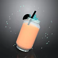 Refreshing Orange Smoothie in Glass Jar with Mint Garnish and Splashing Drops