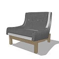 Modern Gray Single Sofa With Button Tufted Design And Wooden Legs 3d model