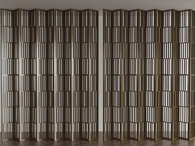 Modern Room Divider With Brass Metal Frame And Geometric Grid Design For Interior Space 3d model