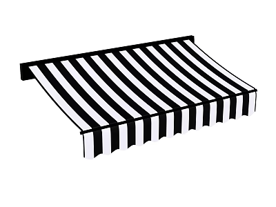 Black and White Striped Outdoor Awning for Patio Shade Design 3d model