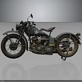 Vintage Military Green Motorcycle With Brown Leather Seat And Rustic Wheels