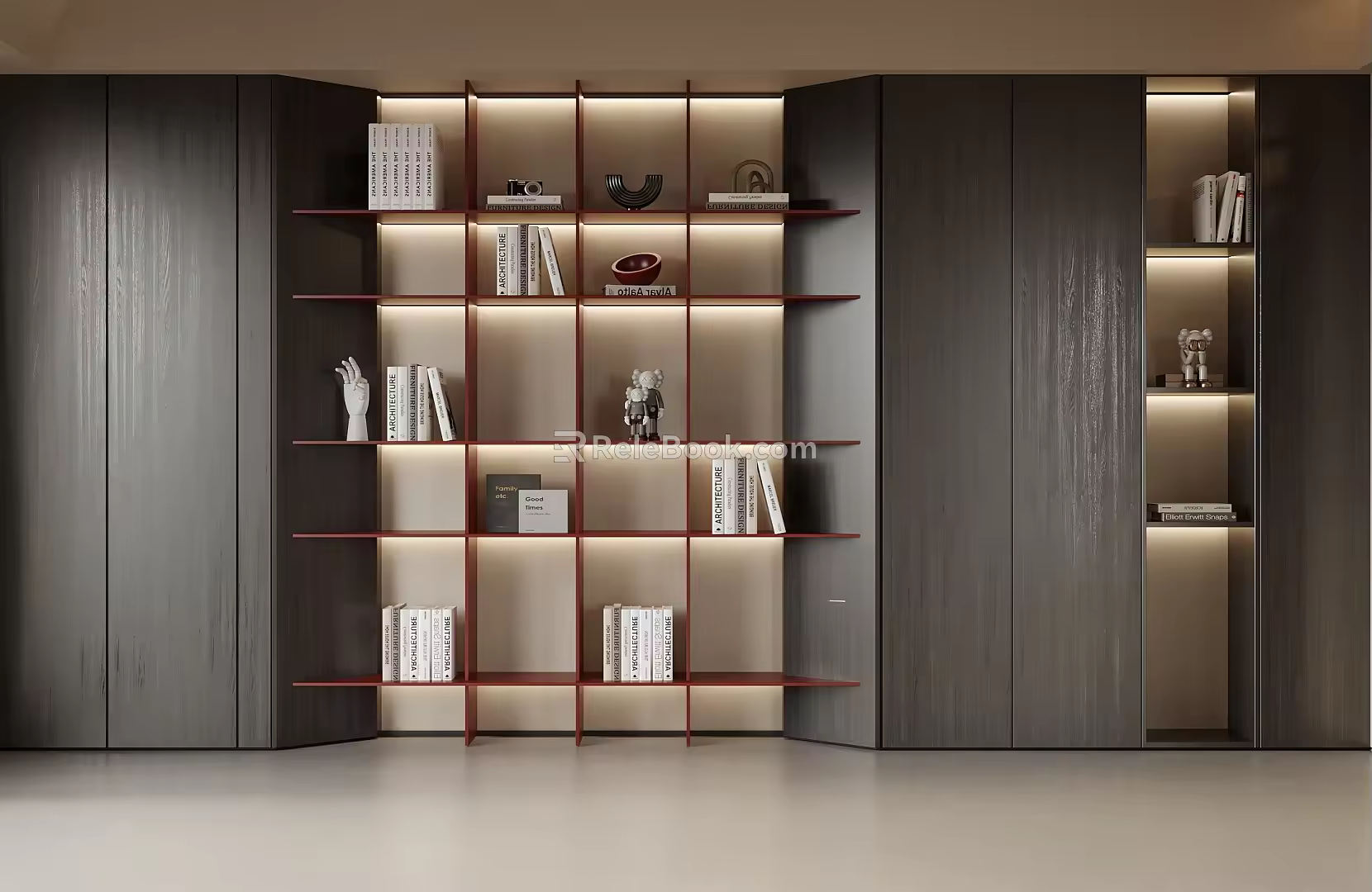 Modern Bookcase Bookshelf Books 3d model