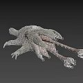 Sci Fi Monster Creature With Large Mouth Sharp Teeth And Long Claws On Black Background
