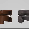 Contemporary Brown And Gray Stools With Modern Curved Stackable Unique Design 3d model