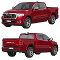 Red RAM Crew Cab Pickup Truck With Alloy Wheels And Tailgate Design