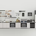 Modern Kitchen Interior With Multiple Appliances Oven Refrigerator And Storage Cabinets 3d model