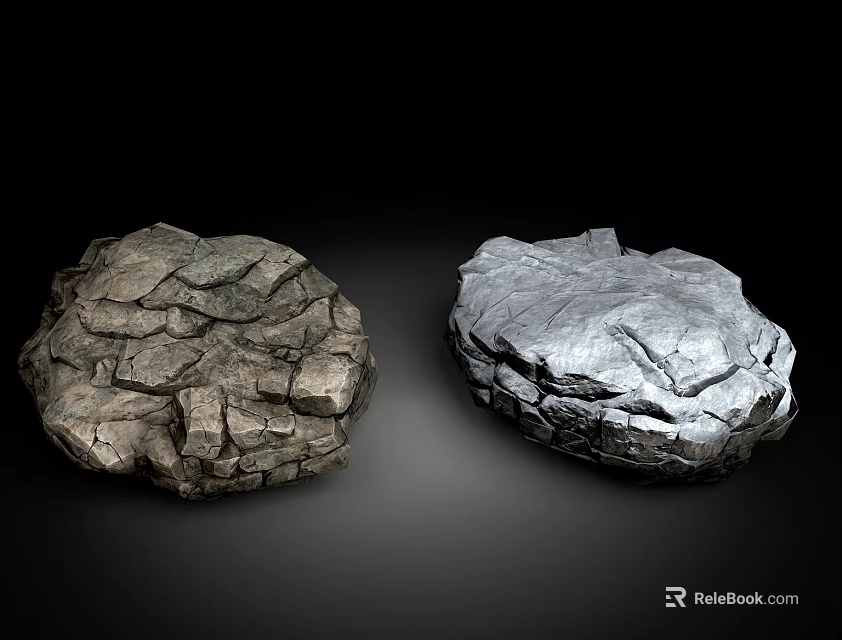 Rockery Stones Natural Textured And Silver Metallic Decorative For Garden Or Indoor Decoration 3d model 