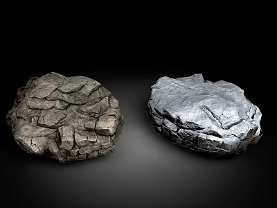 Rockery Stones Natural Textured And Silver Metallic Decorative For Garden Or Indoor Decoration 3d model