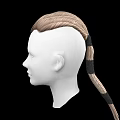 Game and Movie Character 3D Head Model With White Face and Brown Hairstyle