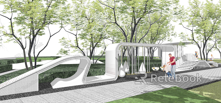 Modern Corridor Special-shaped Landscape Corridor Residential District House Fitness model