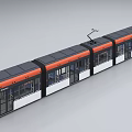 Modern Tram With Orange Black White Exterior Design And Large Windows 3d model