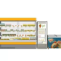 Commercial Display Refrigerators And Freezers For Supermarket With Food Drinks Storage And Cartoon Design