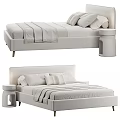 Minimalist Double Bed Design With Textured Bedspread Plush Pillows And Bedside Tables