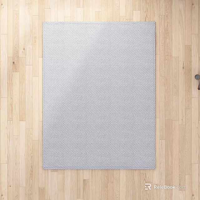 Light Gray Textured Square Rug On Light Wood Floor 3d model