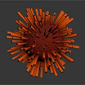 Biological Organ Structure With Hair Like Red Spikes And Spherical Form