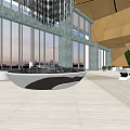 Modern Sales Office Interior With Large Windows Chandelier Reception Desk And Wooden Flooring