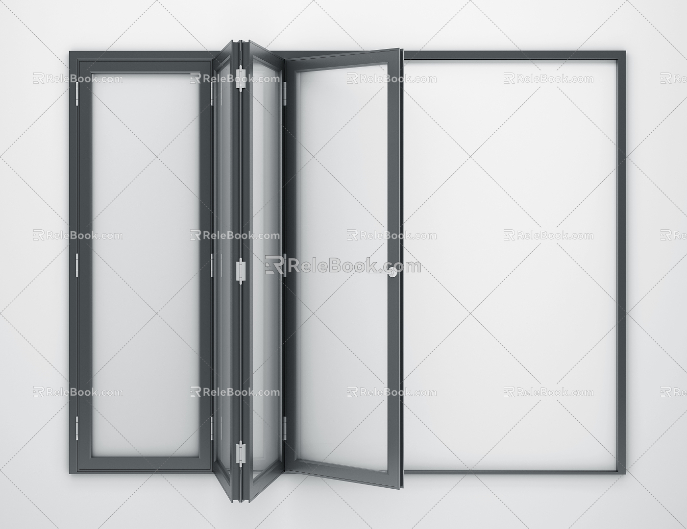 Modern folding door sliding door glass sliding door 3d model