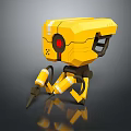 Yellow Mechanical Robot Character With Red Eye And Mechanical Legs Design 3d model