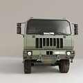 Military Off Road Cargo Truck With Green Canvas Covered Bed And Multiple Wheels