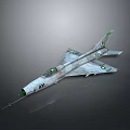 Gray Military Fighter Jet Scale Model Featuring Green Markings And Number 21