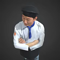Game And Movie Character Chef In White Uniform With Black Apron Arms Crossed