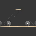 Modern Golden Curved Chandelier With Transparent Spherical Bulbs And Round Base