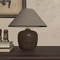Rustic Brown Ceramic Table Lamp With Cream Fabric Shade For Living Room Study Decor
