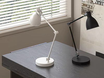 Adjustable White And Black Table Lamps With Round Base For Desk Study Room 3d model