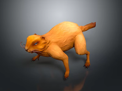 Dynamic 3D Rendered Orange Beast Game and Movie Character With Sharp Claws and Aggressive Pose 3d model