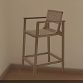 Natural Style Wooden Frame Bar Stool With Woven Seat And Backrest Design