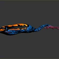 Vibrant Reptile With Orange Blue And Pink Patterned Body On Dark Background