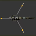 Toy Helicopter Model With Camouflage Design And Yellow Tipped Rotors