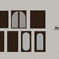Dark Brown Door Panels With Various Designs Arched Oval And Glass Inserts