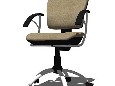 Ergonomic Beige Office Chair With Black Armrests Silver Metal Frame And Wheels 3d model