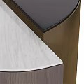 Modern Two Tone Coffee Table With Semi Circular Design And Smooth Wood Metal Surface