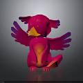Pink Fantasy Creature With Purple Gradient Wings And Orange Glowing Belly Sitting On Dark Background