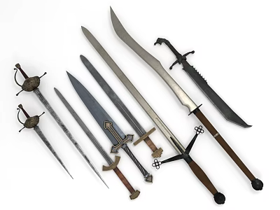 Various Ancient Medieval Swords And Daggers With Decorative Blades And Handles 3d model Various Ancient Medieval Swords And Daggers With Decorative Blades And Handles 3d model