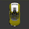 Yellow Bugatti Sports Car With Black Roof Rear Spoiler And Sleek Surface Shiny Black Wheels