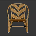 Handwoven Wicker Leisure Chair With Leaf Shaped Backrest For Outdoor Patio Garden