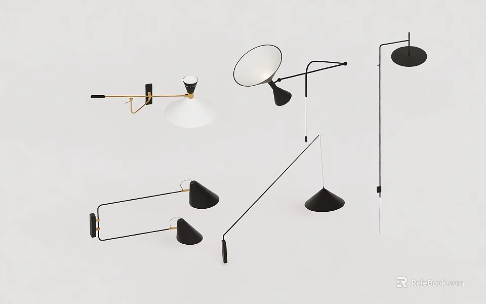 Stylish Modern Wall Lamps With Black And White Designs For Contemporary Home Decor 3d model 