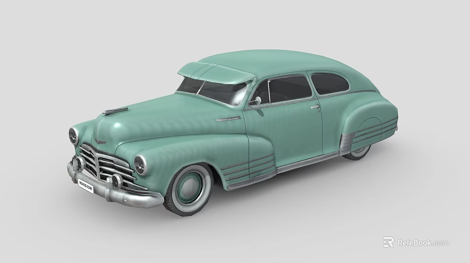 Light Green Vintage Classic Car With Streamlined Body And Retro Design 3d model 
