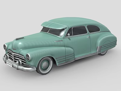 Light Green Vintage Classic Car With Streamlined Body And Retro Design 3d model