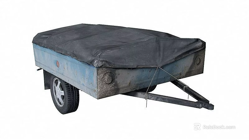 Industrial Equipment Trailer With Blue Body Black Cover And Wheels Hitch 3d model 