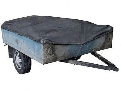 Industrial Equipment Trailer With Blue Body Black Cover And Wheels Hitch 3d model