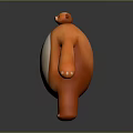 Orange Cartoon Bear Like Character With Round Body White Belly Standing On Dark Reflective Surface