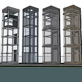 Modern Glass Elevator Designs With Various Structures And Water Reflections 3d model